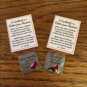 Set of 2 pocket tokens Pewter cardinals